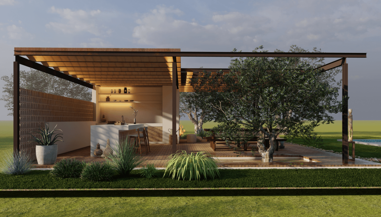 Espacio semi interior en el exterior de la vivienda