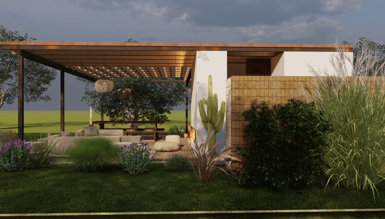 Espacio semi interior rodeado de naturaleza