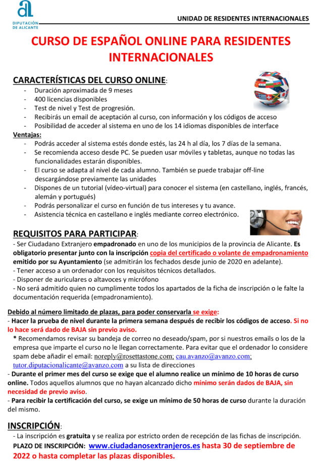 Imagen: Requisitos para el curso online de español