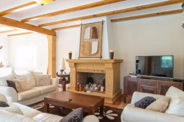 Salón de la vivienda con chimenea