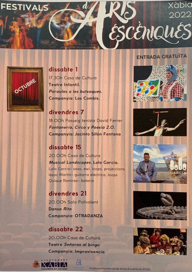 Imagen: Cartel agenda cultural Xàbia Octubre 2022