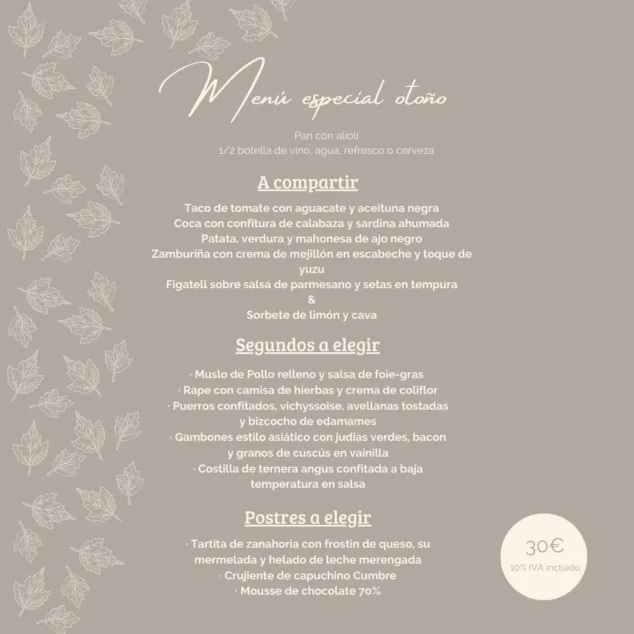 Imagen: Menú de otoño en Restaurante La Cumbre