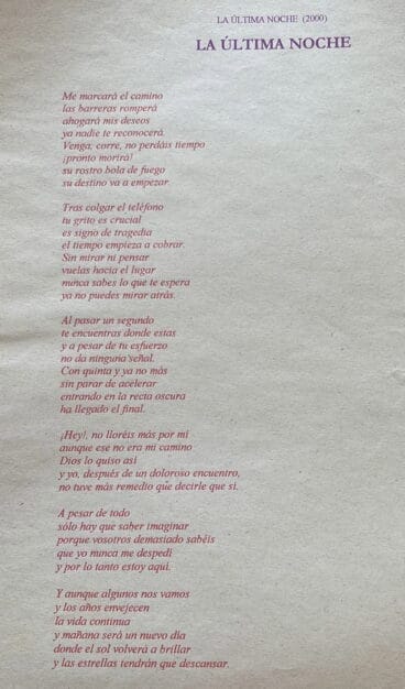 Letra de la canción ‘La última noche’