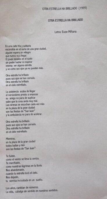 Letra de la canción ‘Otra estrella ha brillado’