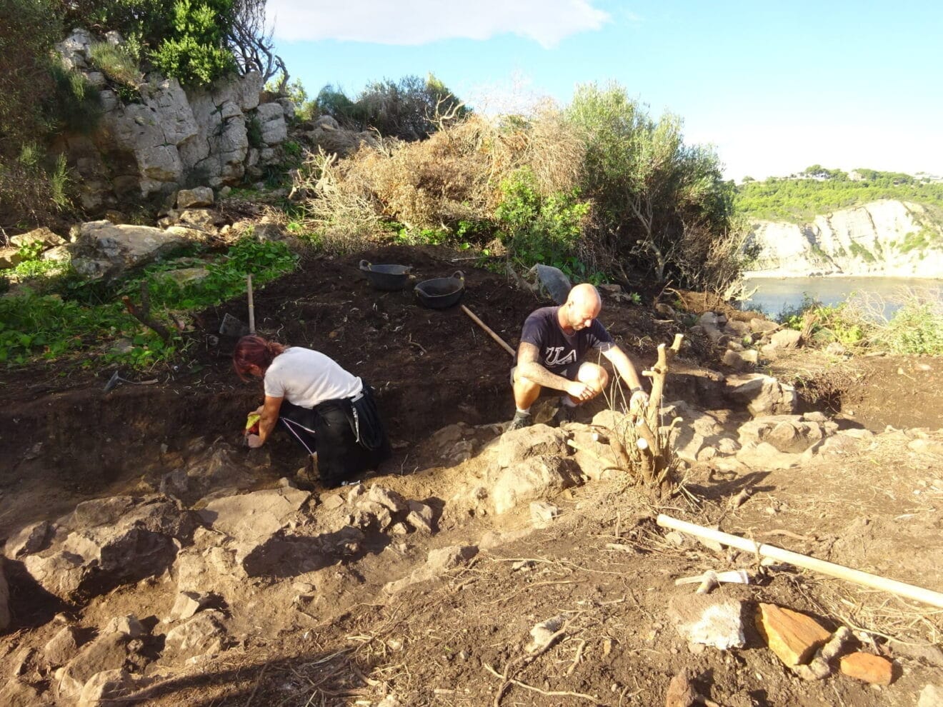 Cimientos de los muros romanos en l'illa del Portitxol