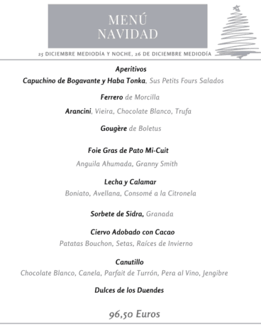 Menú de Navidad 2022 de Restaurante Tosca