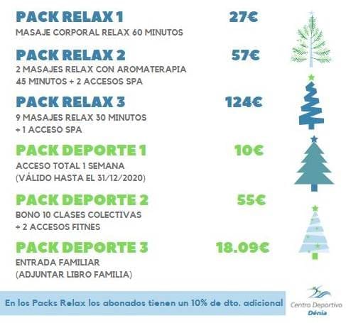 Imagen: Packs regalo de relax o deporte disponibles en Centro deportivo Dénia