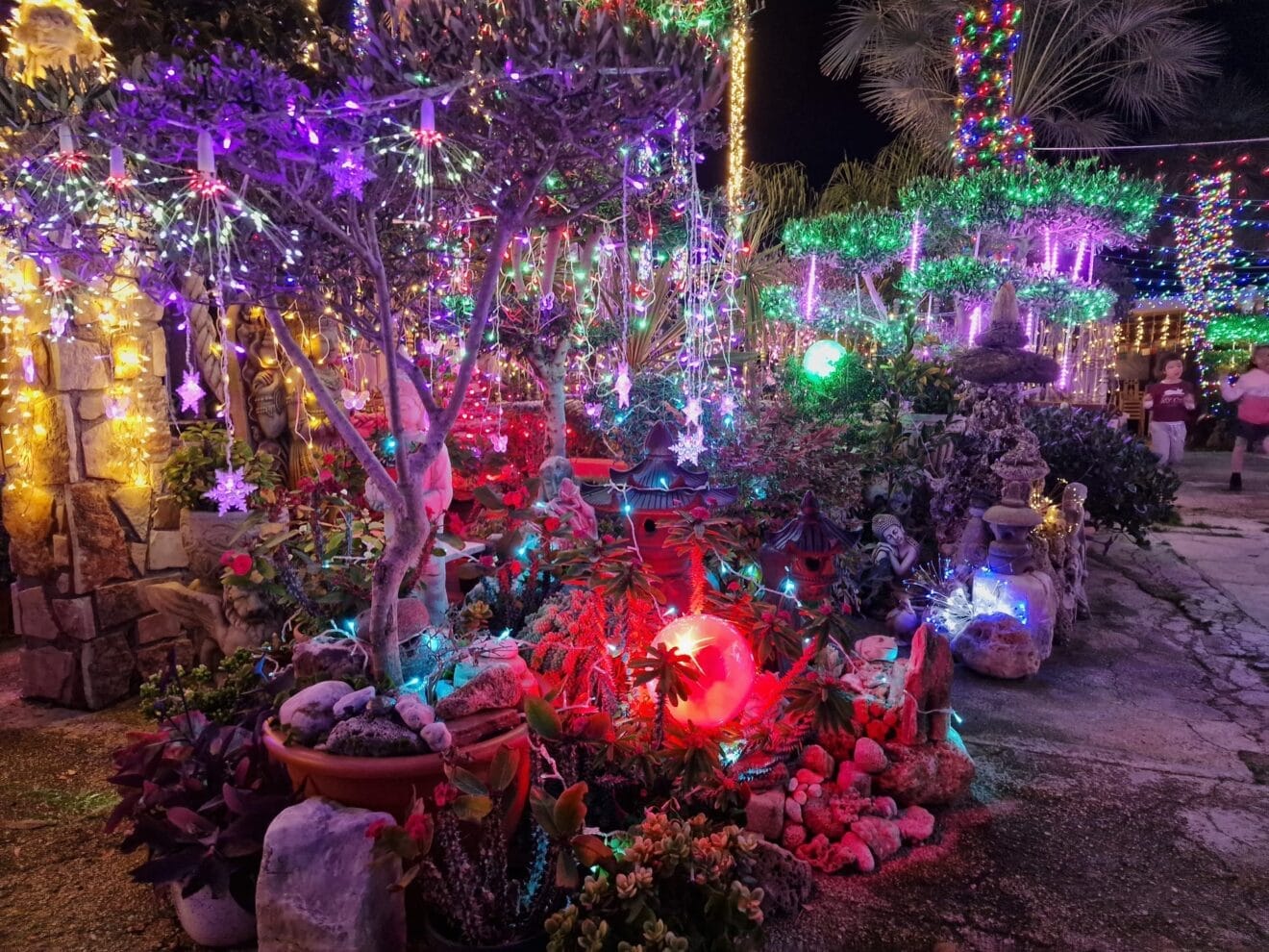 Decoración navideña en el jardín