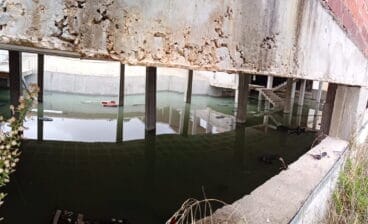 Zona inundada del futuro auditorio