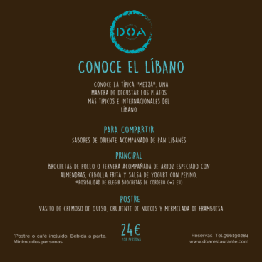 Menú Conoce el Líbano de DOA