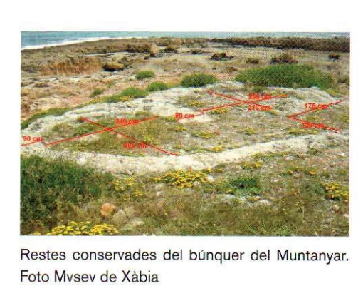 Restos de la base del búnker del Primer Montañar. Foto Museu de Xàbia
