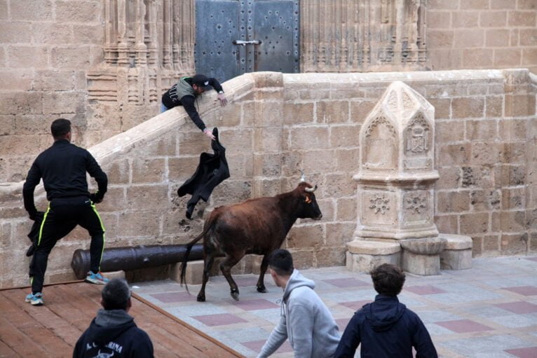 Aficionados a los toros en la primera sesión taurina de las fiestas de Sant Sebastià 2023 Xàbia