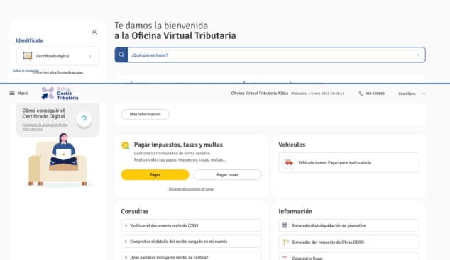 Imagen: Web de la Oficina Virtual Tributaria