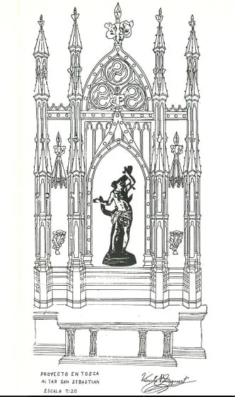 Boceto del proyecto de creación del altar en tosca de Vicent de Gràcia