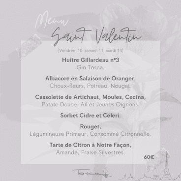 Menu Saint Valentin – Restaurante Tosca