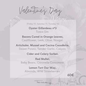 Valentine’s Day Menu – Restaurante Tosca
