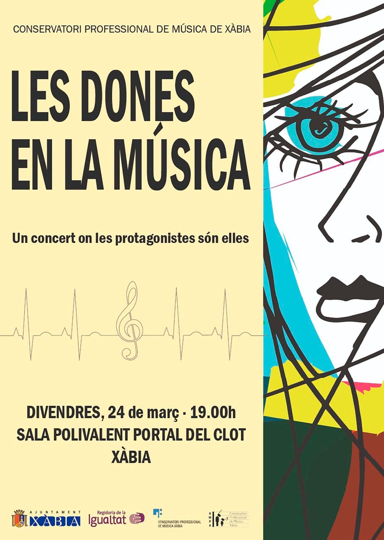 Cartel del concierto 'Les dones de la música' en Xàbia