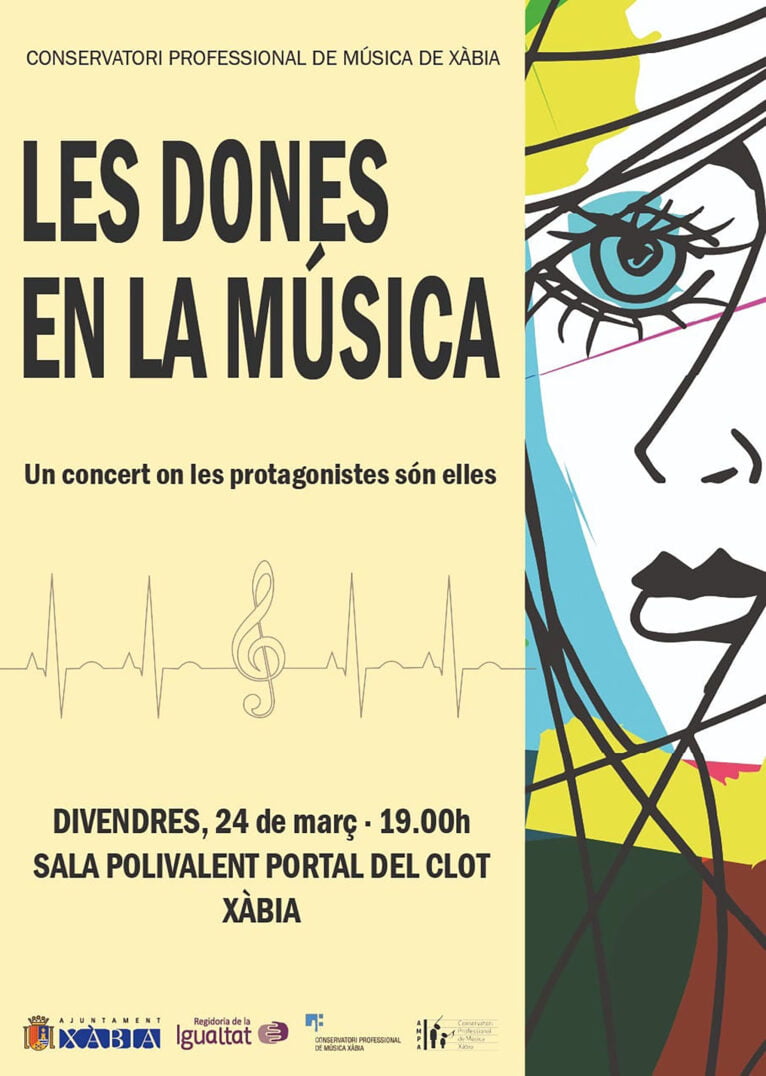 Cartel del concierto 'Les dones de la música' en Xàbia