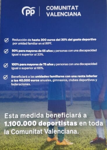Folleto de la medida deportiva del PP de Xàbia
