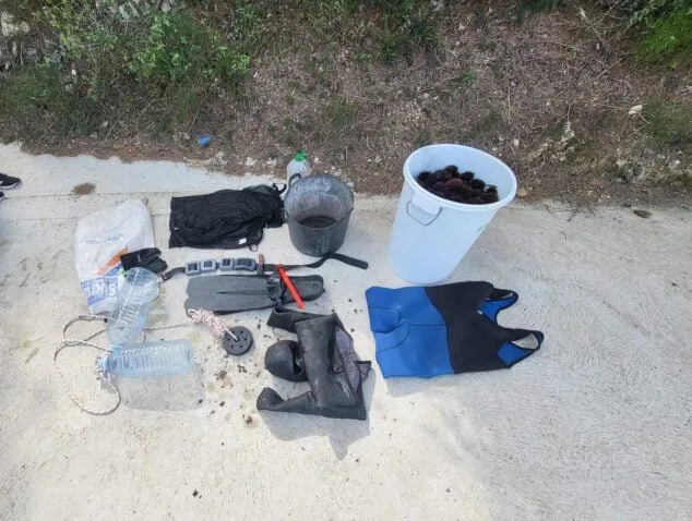 Imagen: Material requisado a los dos buceadores furtivos