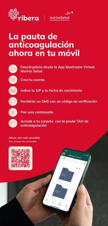 Folleto informativo sobre anticoagulación del Hospital Marina Salud