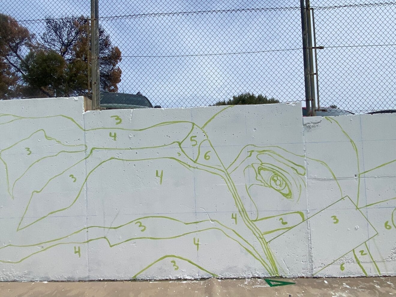 Uno de los dibujos marcados del mural para pintar