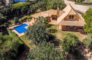 Vista aérea de la villa en venta en Jávea