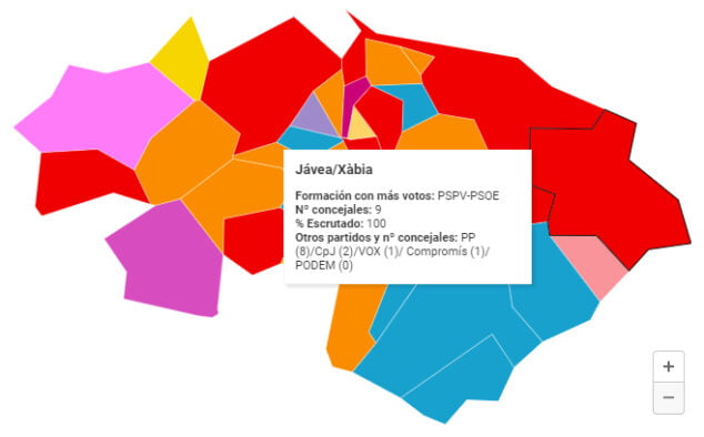Imagen: Resultados definitivos de las elecciones locales Xàbia 2023