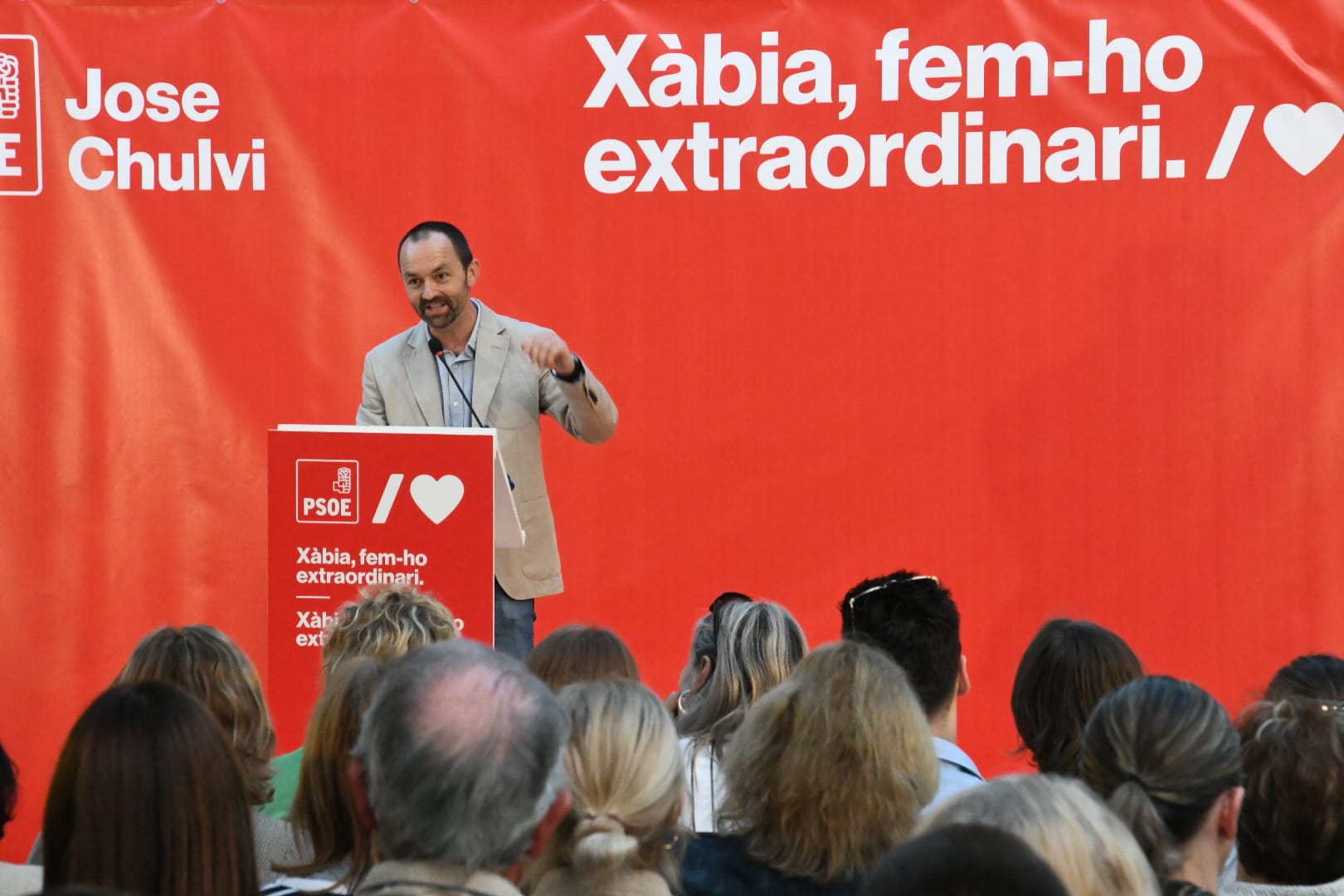 Vicent Miralles, candidato del PSOE Xàbia en el mitin del Freginal