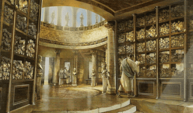 Imagen: Posible reconstrucción de una de las salas de la gran Biblioteca de Alejandría