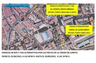 Afección del tráfico y cambio de paradas de bus y taxis en Duanes de la Mar