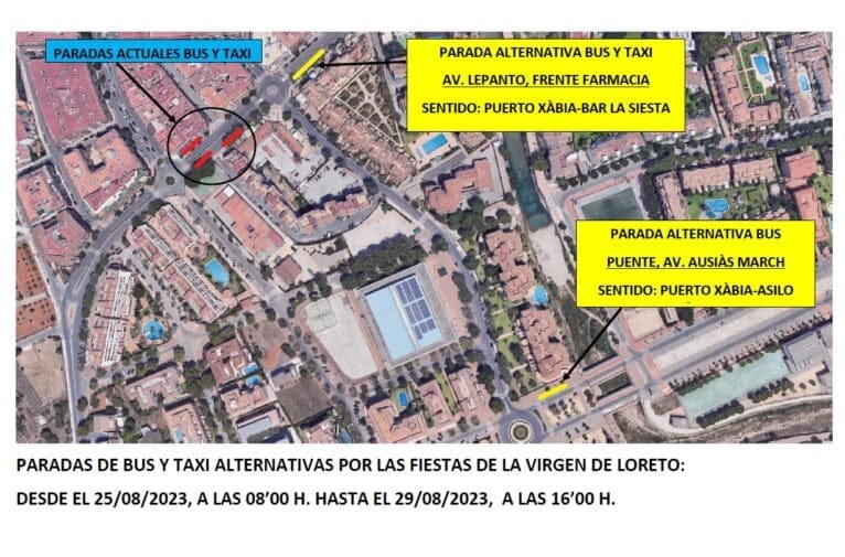 Afección del tráfico y cambio de paradas de bus y taxis en Duanes de la Mar