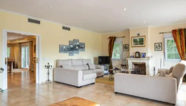 Amplio y luminoso salón con chimenea