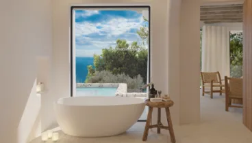 Cuarto de baño con vistas al mar