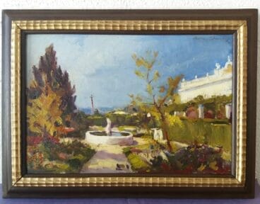 Pintura de Soler Blasco del patio de la Casa Montaner | Foto Joaquín Sanz de Bremond