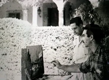 Soler Blasco pintando el cuadro del patio de la Casa Montaner  | Foto Familia Sanz de Bremond/AMX