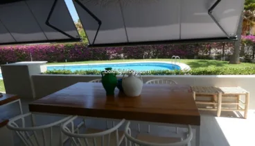 Vistas a la piscina y jardín