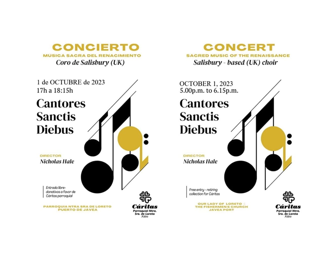 Cartel del concierto del coro de Cantores Sanctis Diebus de Salisbury (Inglaterra) en Xàbia