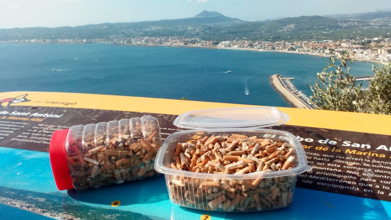 Colillas recogidas en el mirador del Cabo San Antonio de Xàbia