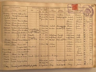 Interior del libro de entradas y salidas. Archivo de Reme Berenguer Bolufer.