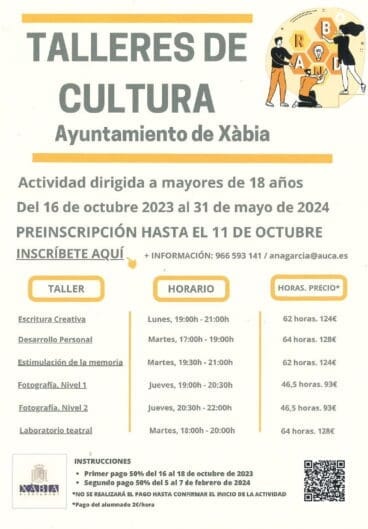 Talleres de Cultura Xàbia curso 2023-2024