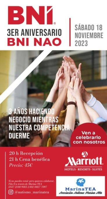 Cartel cena benéfica a favor de MarinaTEA