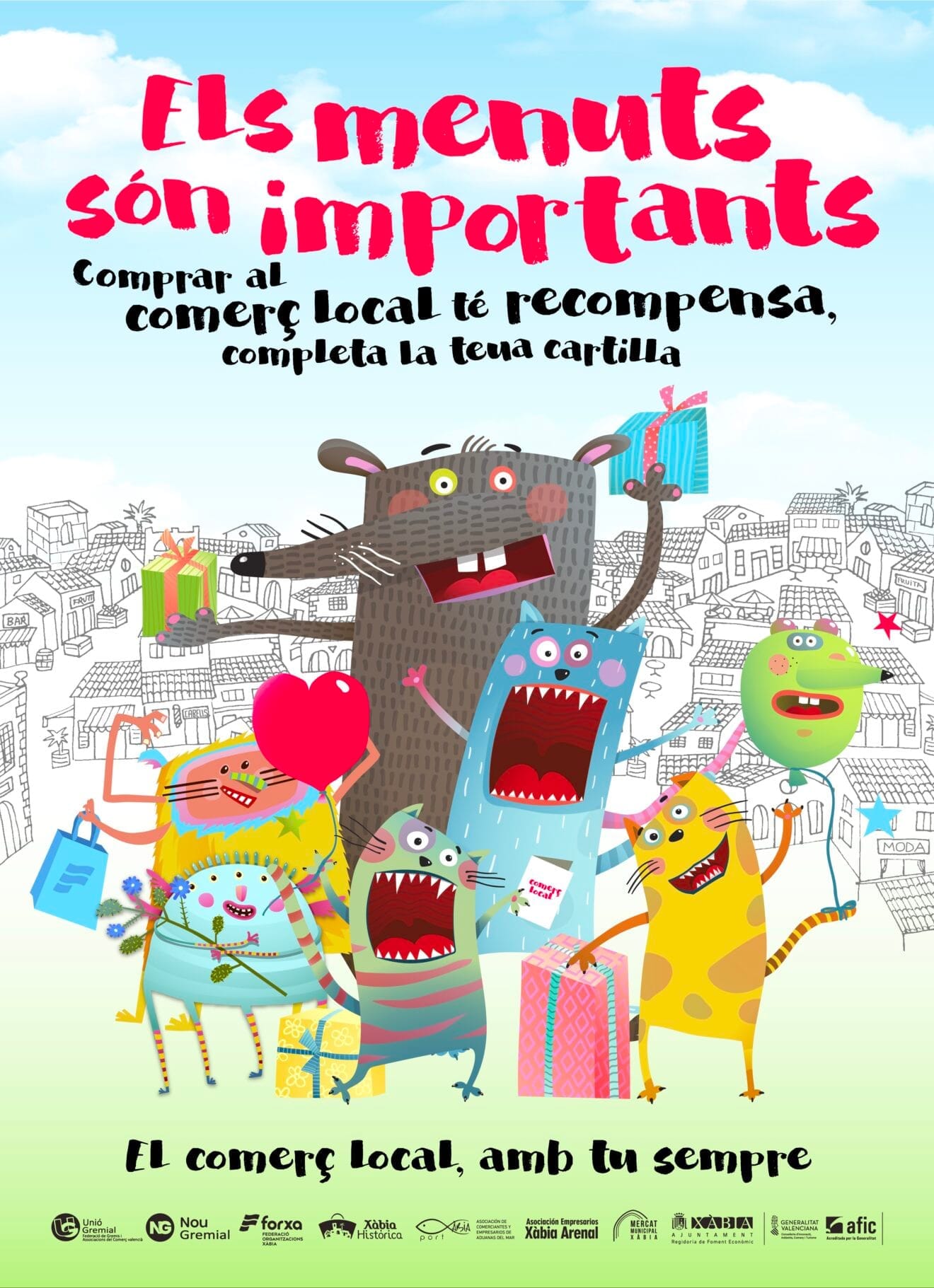 Cartel campaña del comercio local de Xàbia destinada a los niños