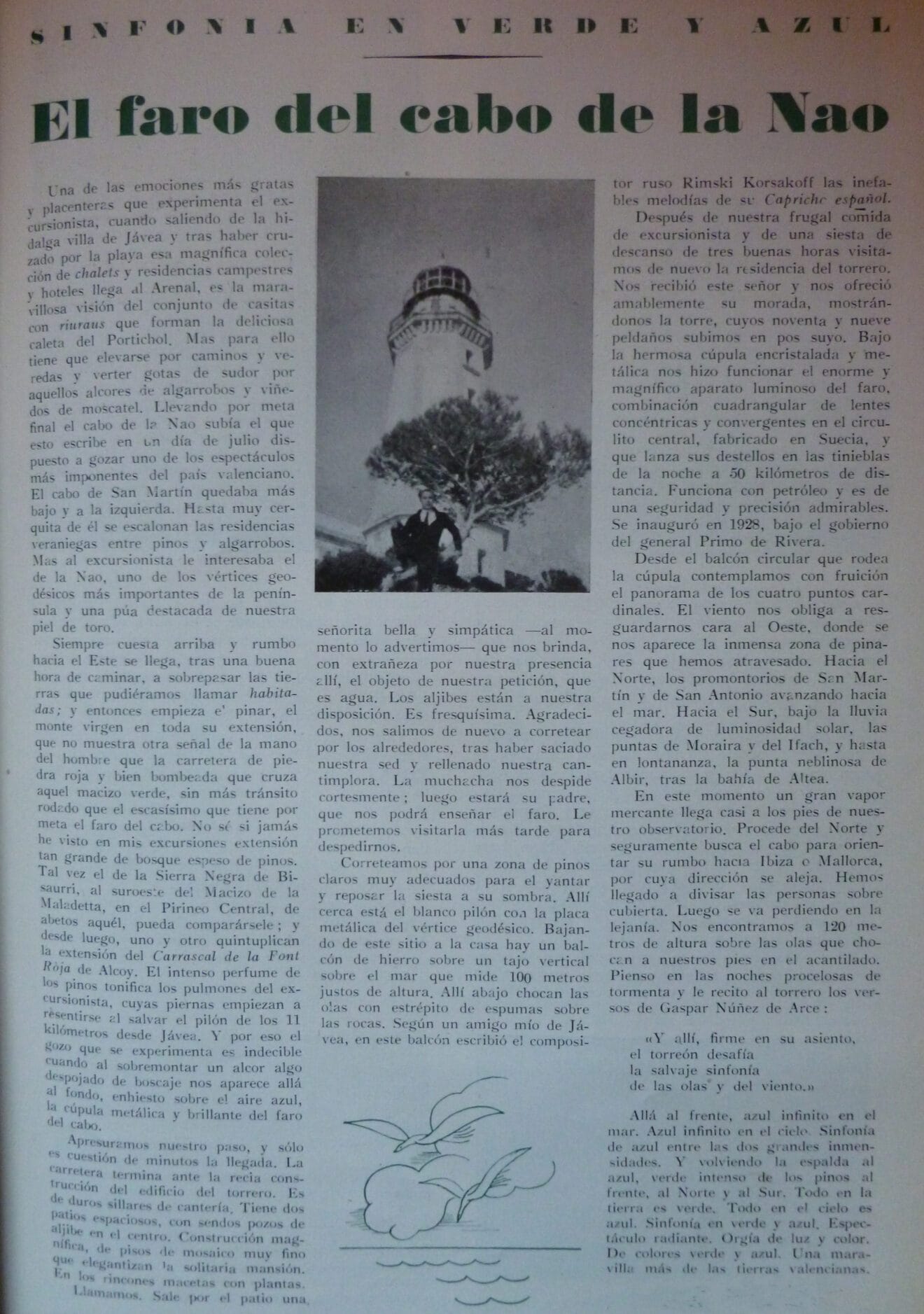 En 1951  Jorge Valor Serra frente al Faro