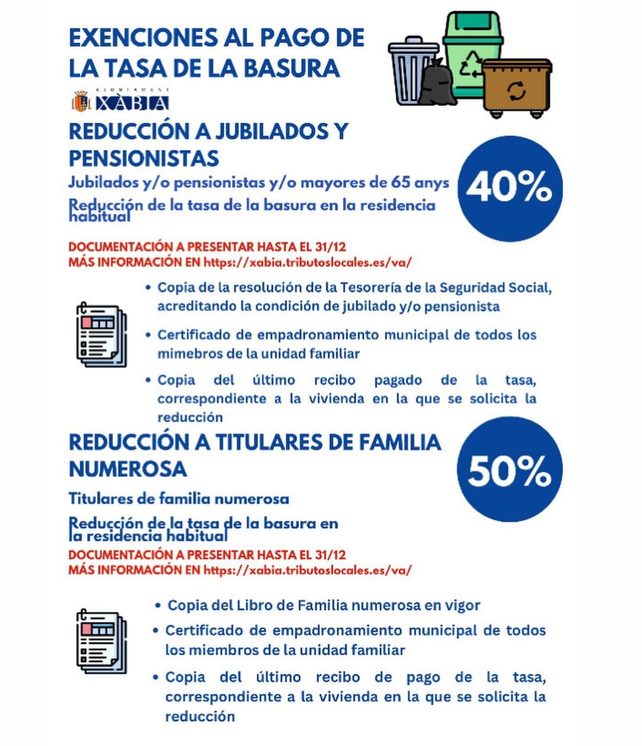 Documentación a entregar para la reducción de tasa