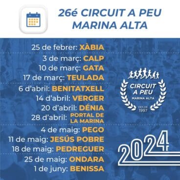 Calendario de carreras del Circuit a Peu Marina Alta 2024