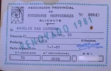 Imagen: Carnet como miembro de la Asociación Provincial de Fotógrafos
