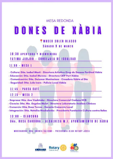 Cartel de la mesa redonda ‘Dones de Xàbia’