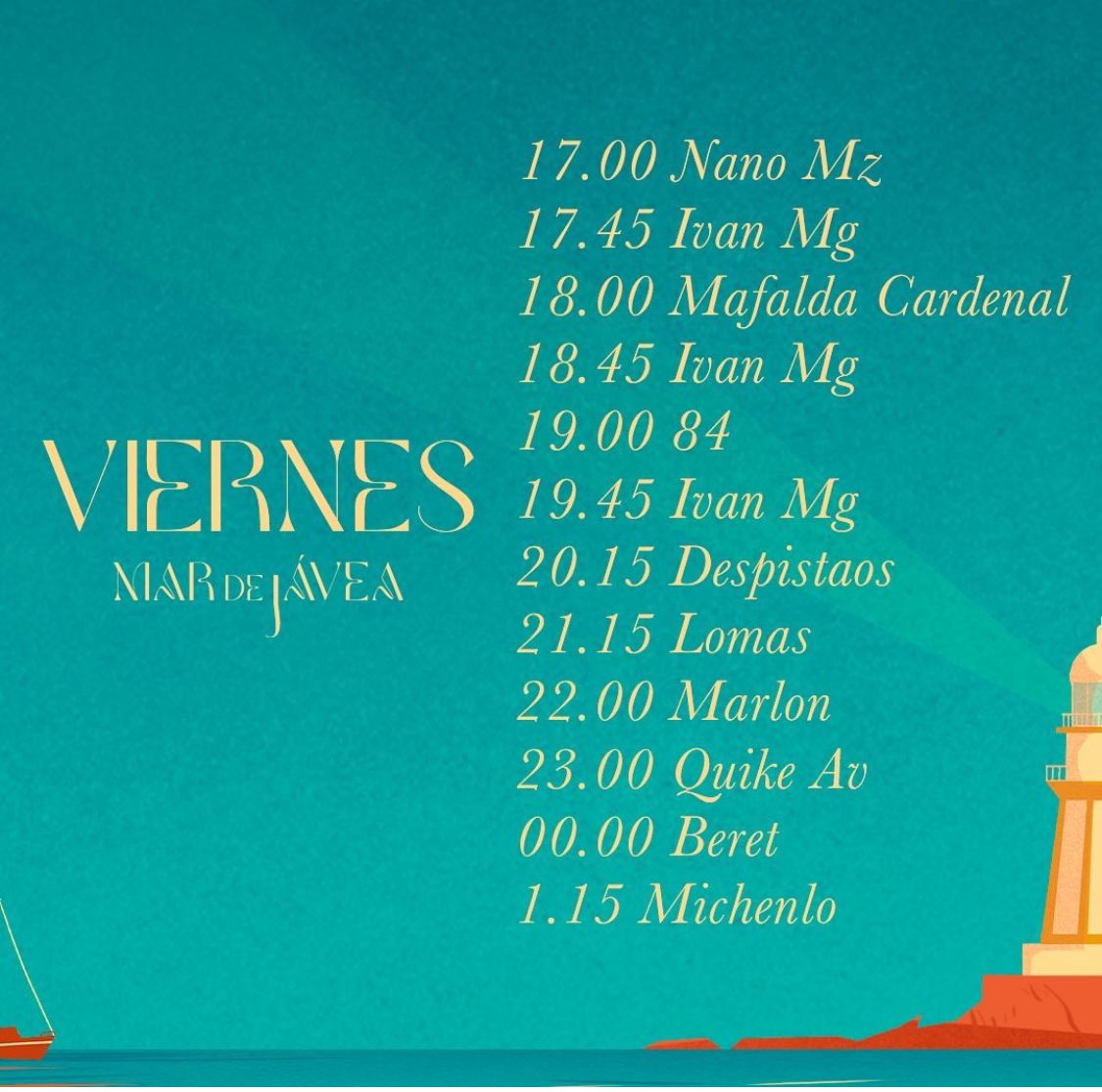 Horario de conciertos Mar de Jávea viernes 29 marzo