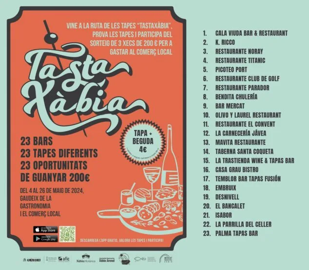 Imagen: Cartel establecimientos participantes en la ruta Tasta Xàbia